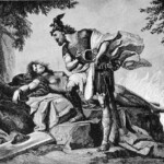 Siegfried erweckt Brunhild – eine Szene aus Wagners Ring-Zyklus und der nordischen Mythologie (Charakterskizze von 1892).